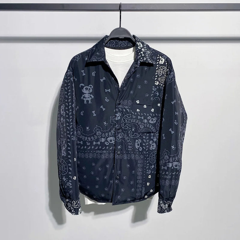 New fluorescent Luxury Men West Coast CRIPS Cashew Shirt Coats & Jackets / Down Coats Cotton Warm Winter Oversize Thin #A586