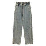 side long zipper open denim jeans mens elastic waist straight biker trousers jeans fashion streetwear hip hop jean pants joggers streetwear sweatpants