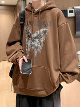 New Gothic Butterfly Printed Hooded Sweatshirt For Men Y2K Harajuku Fa