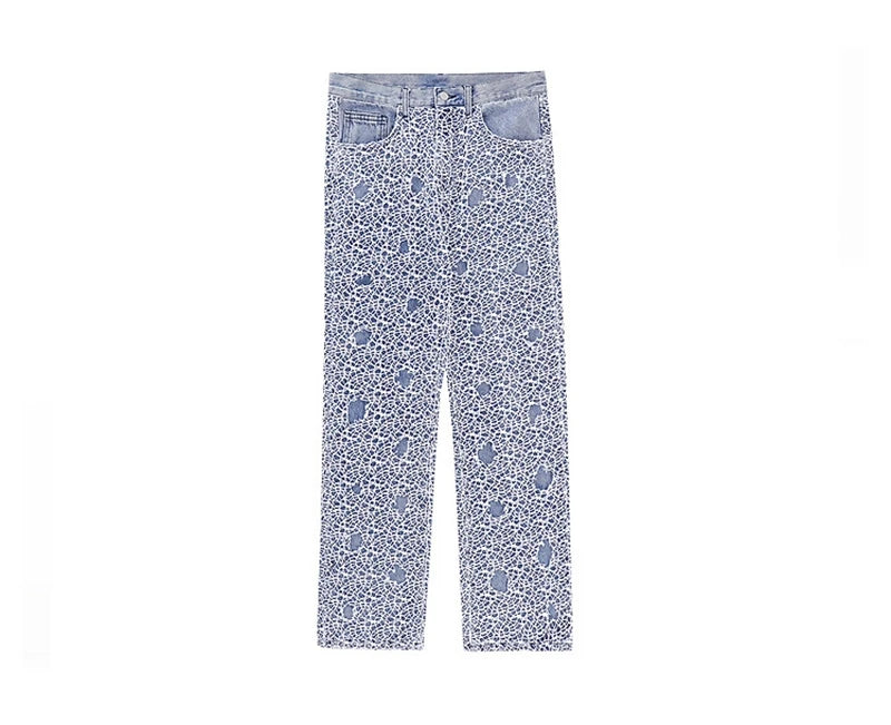 2023 cool design ripped hole mesh gothic blue baggy men jeans pants new fashion straight hip hop denim trousers pantalon homme unique jeans style 5150