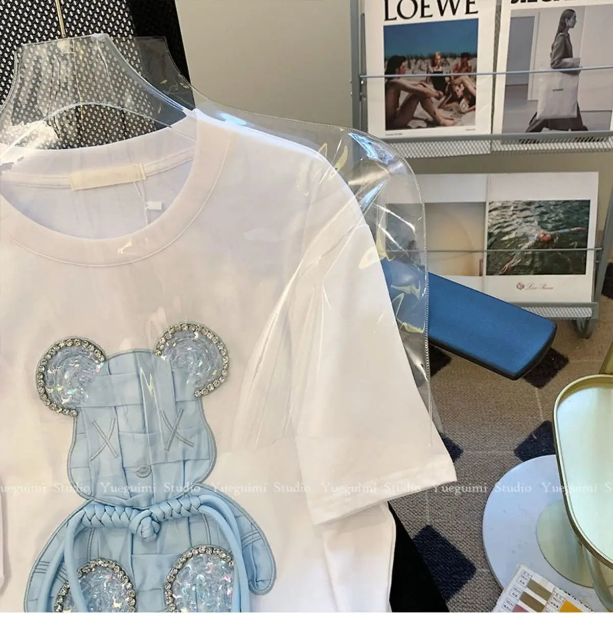Trapwear Shirt – Luxury Embroidery Bear Diamond T Shirts Cute Cartoon – Modern Streetwear for Everyone