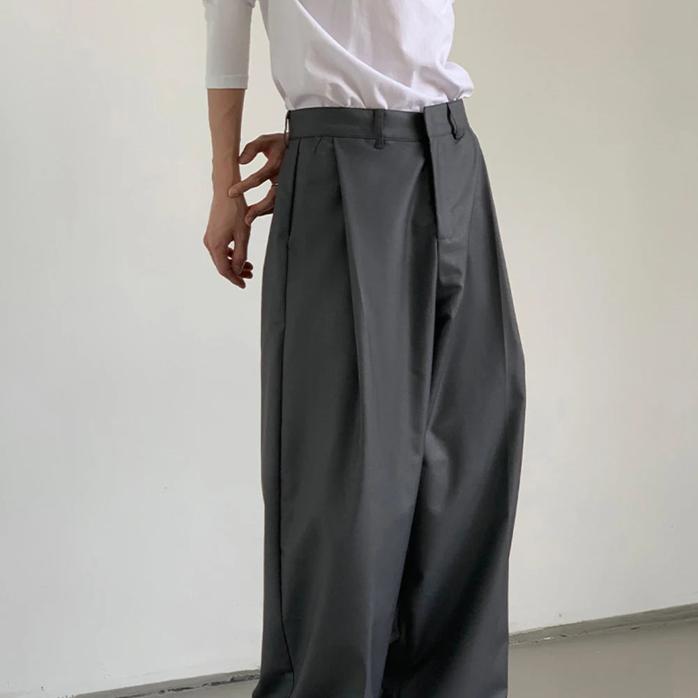 mens straight tube ice silk pants casual slacks youth thin wide leg pants business summer pants soft vintage trousers unique default style 987