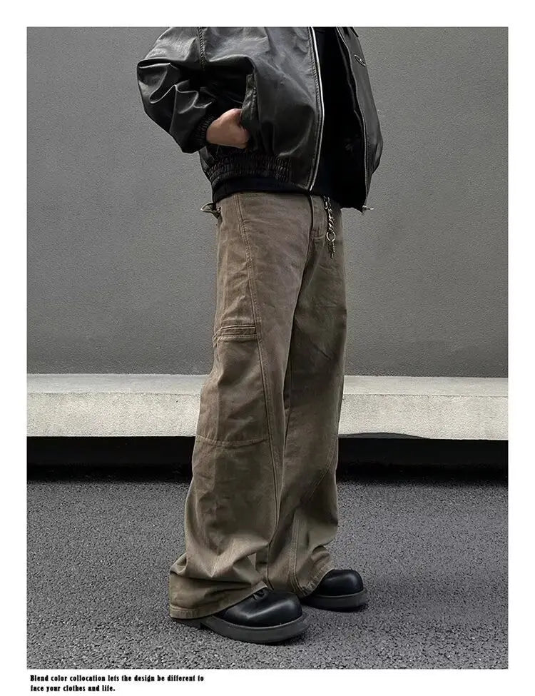 american high street retro men and women trendy straight work pants couple spring and autumn hip hop loose casual pants y2k unique default style 810
