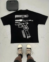 Cyberpunk Vintage t-shirt – Fashionable Gothic Letter Print Pattern Oversized T Shirt Me