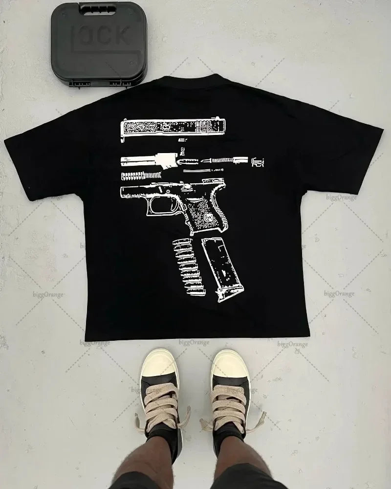Cyberpunk Vintage t-shirt – Fashionable Gothic Letter Print Pattern Oversized T Shirt Me