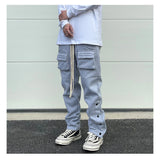 mens high street loose fit elastic waist pants winter warm fleece pants bottons hip hop drawstring sportwear sweatpants joggers unique joggers style 3045