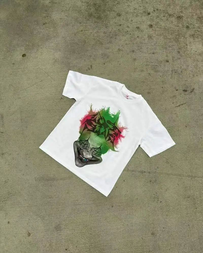 Anime Graphic tee – Y2K Streetwear Gothic Trend Letter Print Letter T Shirt Mens