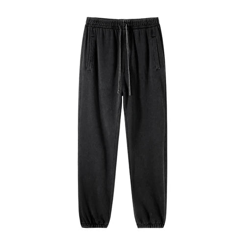 high street dark distressed vintage baggy joggers pants ins versatile drawstring sports pants men washing wax dyeing sweatpants unique joggers style 3178