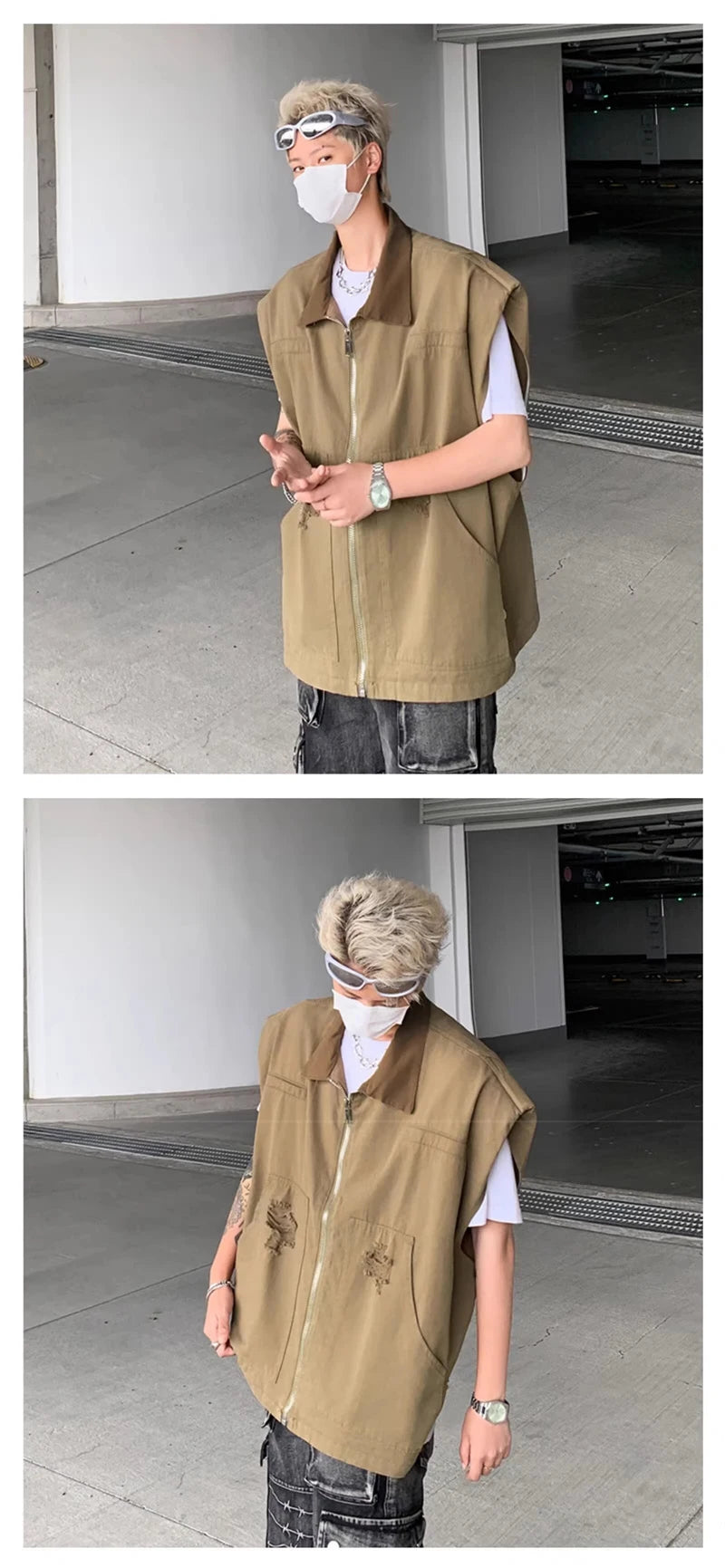 zip-up streetwear jacket, fall/winter fashion, men's streetwear fashion, trendy oversized fit, urban techwear design, modern 