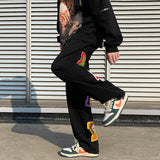 preppy style letter embroidery straight men baggy tracksuit pants y2k clothes sweatpants male drawstring casual long trousers unique joggers style 1070