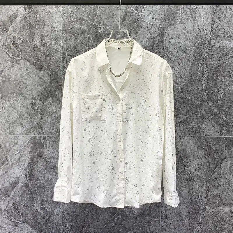 2023 Summer New Fashion Korean Light Luxury Fashion Shirt Men's Loose Long-sleeved Shirt Boutique Clothing Simple Style
