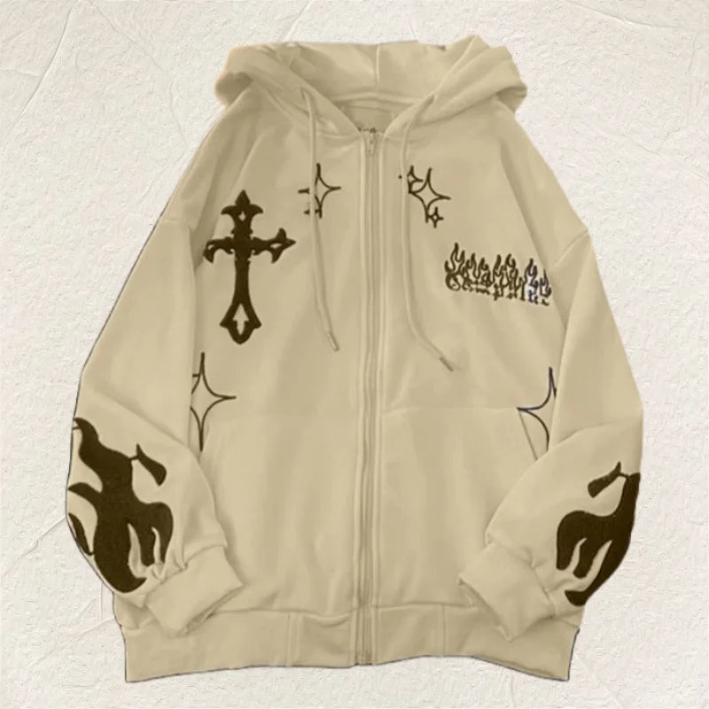 y2k fire graphic sweater, edgy streetwear for bold fashion-forward winter outfits, mens fashion layer for modern streetwear c