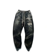 rrr123 brand fashion high street heavyweight best quality cotton washed distressed drawstring casual sport pants unique default style 6133