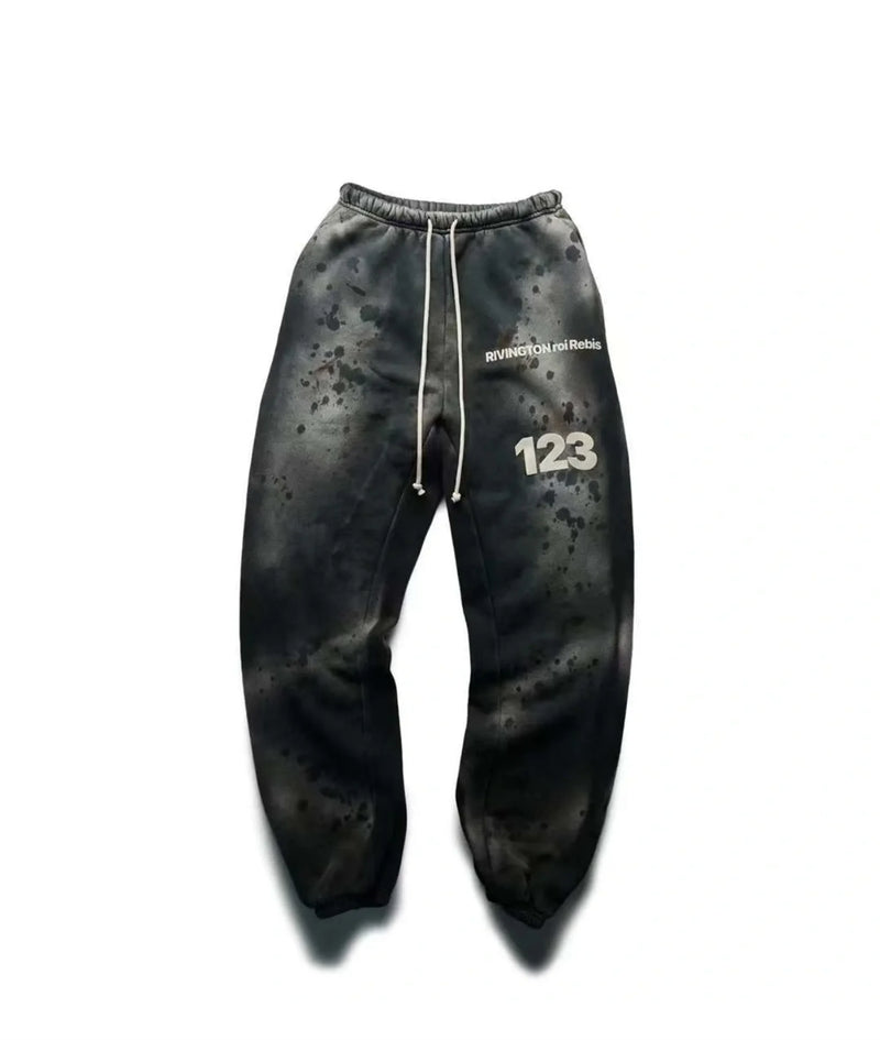 rrr123 brand fashion high street heavyweight best quality cotton washed distressed drawstring casual sport pants unique default style 6133