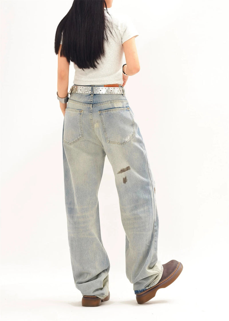 mens fashion ripped jeans blue straight baggy jeans trousers luxury loose casual distressed denim pants male 1 unique jeans style 4599