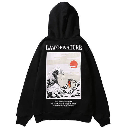 Embroidery Funny Cat Hoodies Sweatshirt Men Hip Hop Winter Fleece Pull