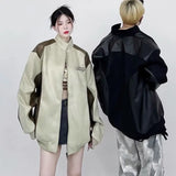 Original American Retro Fashion Brand Suede Pu Leather Jacket Stitchin