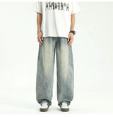 new vintage men s patchwork baggy jeans draped straight leg denim trousers autumn korean fashion high street casual y2k jean unique jeans style 544