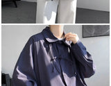 Shirts for men spring and autumn style national fashion design loose and versatile large size outer wear lapel long sleeved tops