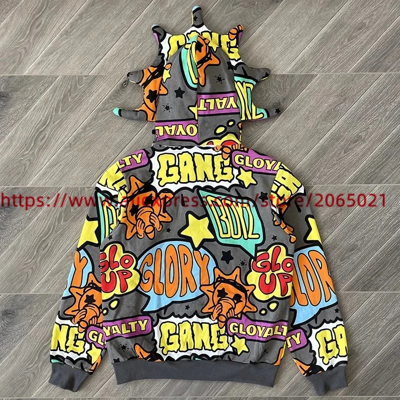 Towel Embroidered Cartoon Camouflage Glo Gang The Glory Full Zip Hoodi