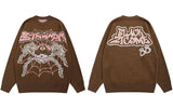 mens hip hop sweater spider knitted pullover o neck jumper fashion punk streetwear harajuku y2k jumpers casual loose sweaters unique limited edition hoodie, urban wear with bold artwork, Y2K vintage urban hoodie