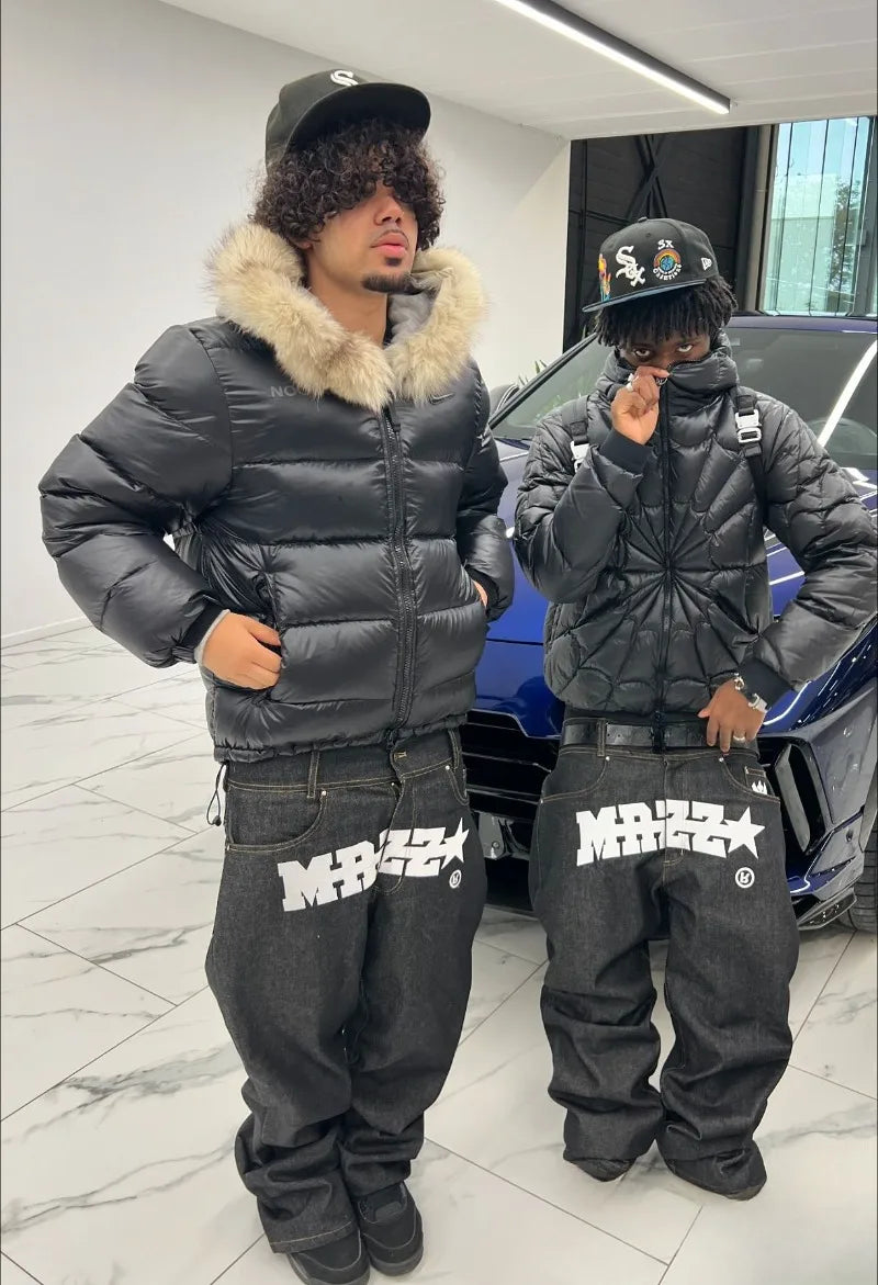 casual hip hop y2k jeans print letters straight wide legs black baggy jeans men and women fashion punk denim pants streetwear unique jeans style 892