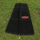 high street casual trousers punk style wide leg pants gothic classic vintage straight pantsy2k baggy letter print women jeans unique jeans style 2302