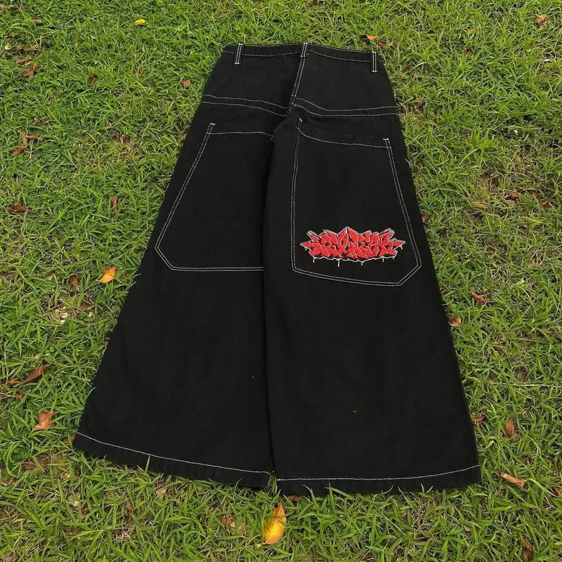 high street casual trousers punk style wide leg pants gothic classic vintage straight pantsy2k baggy letter print women jeans unique jeans style 2302