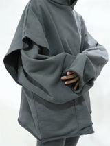 greg kanye double layer heavyweight fit hooded pullover with raw edges sweater grey unique limited edition hoodie, high quality cotton pullover, oversized graphic print design