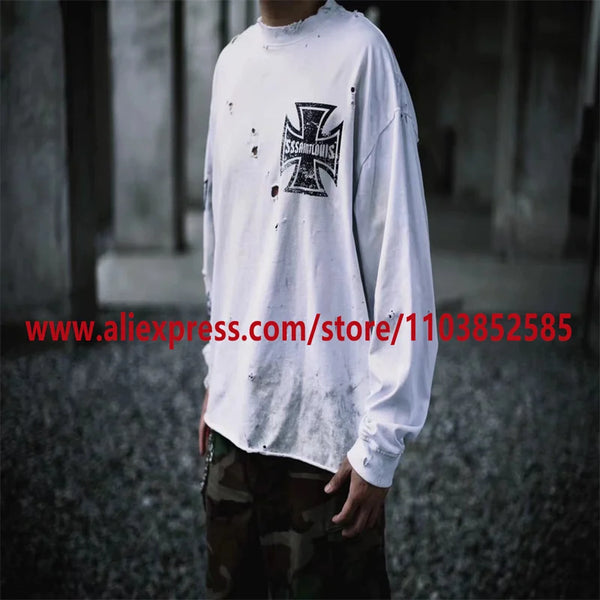 2024 Autumn Vintage American Heavy Weight Oversize Long Sleeve T Shirt