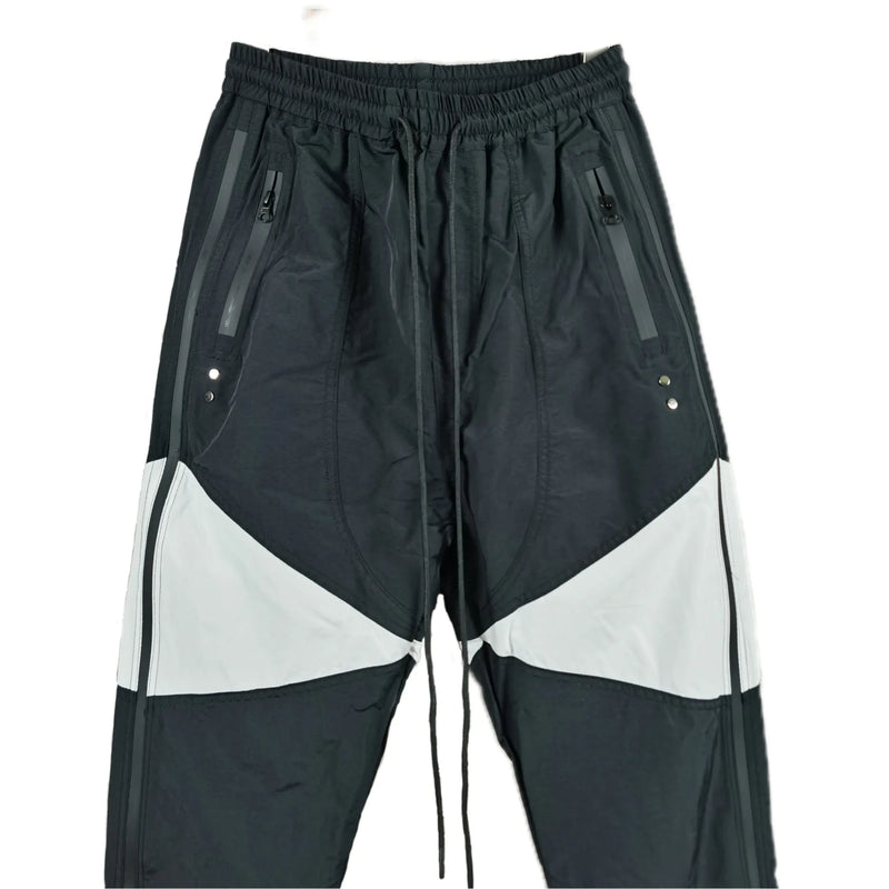 three dimensional adhesive zipper splicing functional patchwork cargo trousers mens high street vibe thin nylon cargo pants unique cargo style 1954