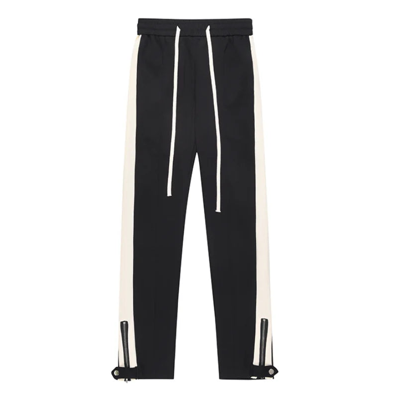 hip hop loose fit elastic waist pants fashion streetwear pants men casual loose bottom zipper drewstring sportwear pants joggers unique joggers style 2138