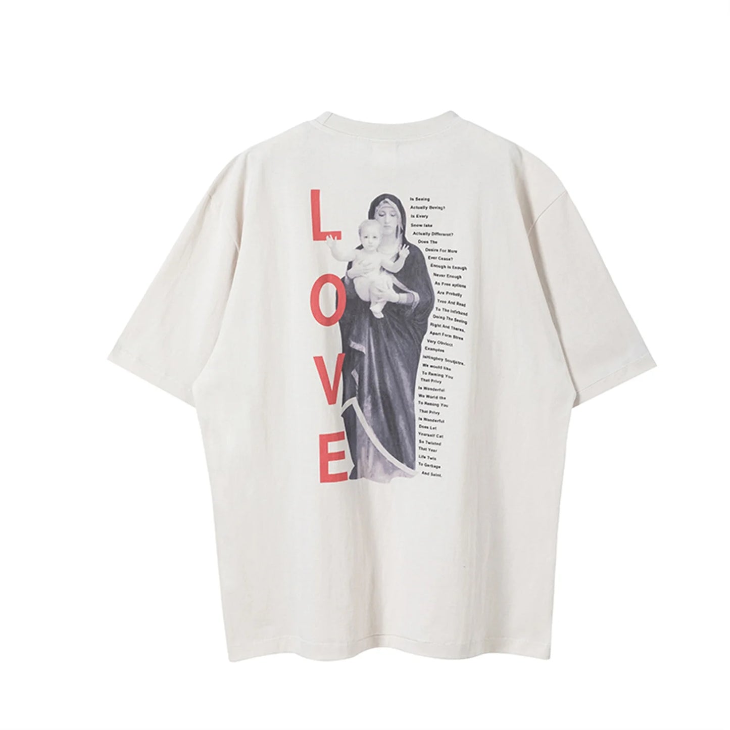 Vintage Retro New Summer Street Wear LIFE Letter Printing High-Street Loose Casual Tops T-Shirt