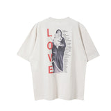 Vintage Retro New Summer Street Wear LIFE Letter Printing High-Street Loose Casual Tops T-Shirt