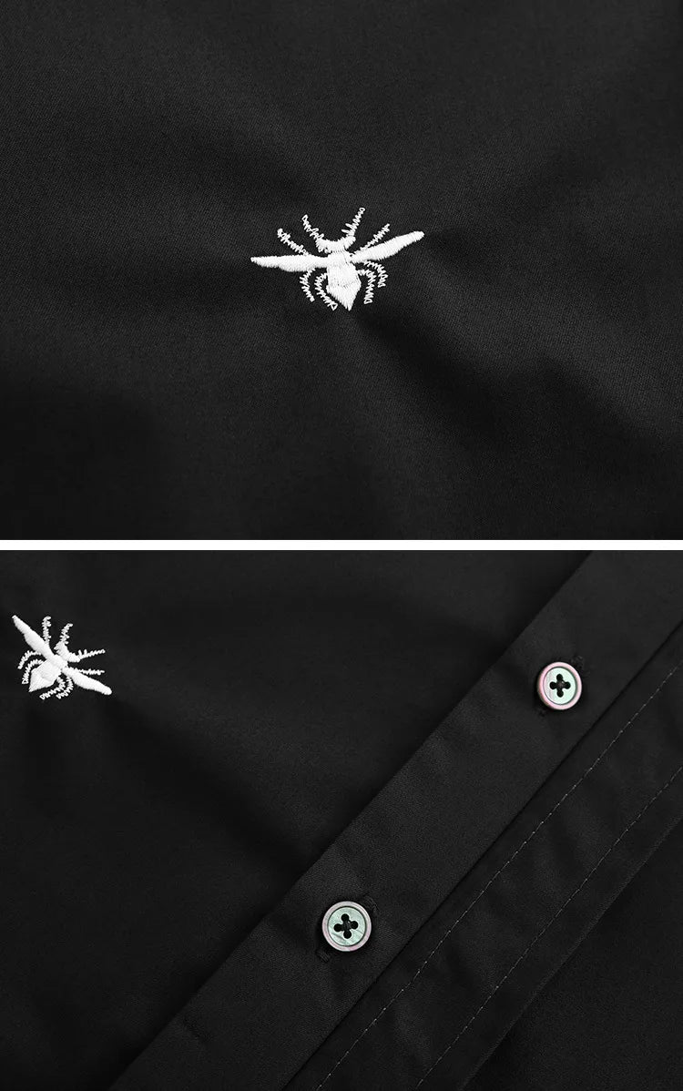 New 2021 Luxury Men Classic Embroidered bee stripe Ribbon Fashion Cotton Casual Shirts Shirt High Quality Short Sleeves A65