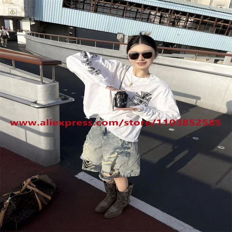 2024 Autumn Vintage American Heavy Weight Oversize Long Sleeve T Shirt