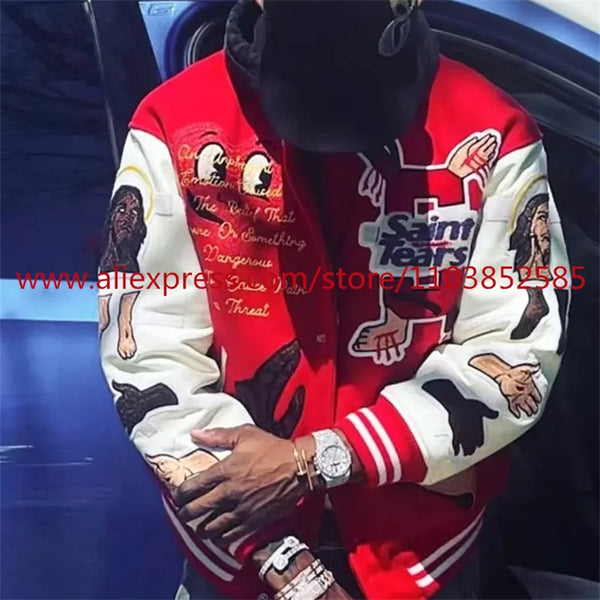 graphic outerwear featuring 2024 autumn winter vintage high street vibe style american heavy duty embroidered baseball jacket coat men top oversize hip hop design – premium quality jacket for men