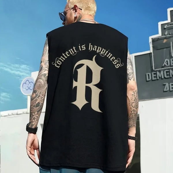 Skatercore Chrome print – Summer Vintage Letter Print Tank Top For Men Hip Hop Fashion