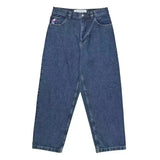 retro blue baggy jeans y2k pants hip hop cartoon streetwear polar big boy jeans embroidery mens womens high waist wide trouser unique jeans style 1900