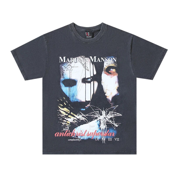 Summer New Vintage Retro M'M Portrait Rock Band Tee High-Street Print Casual Oversize XXXL Tops T-Shirt