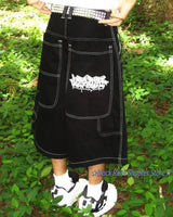 Hip Hop Wexwear Letter Embroidery Graphic Shorts Harajuku Streetwear Y2k Black Jeans Denim Baggy Gym Skate Shorts Men Clothing