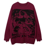 fashion hip hop knitted sweater men autumn winter o neck anime pattern pullover streetwear casual loose sweaters jumper knitwear aesthetic street look hoodie, trendy hip hop style outerwear, high quality cotton pullover