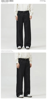 men solid color denim wide leg straight streetwear fashion loose casual jeans pants women y2k jeans trousers unique jeans style 1832