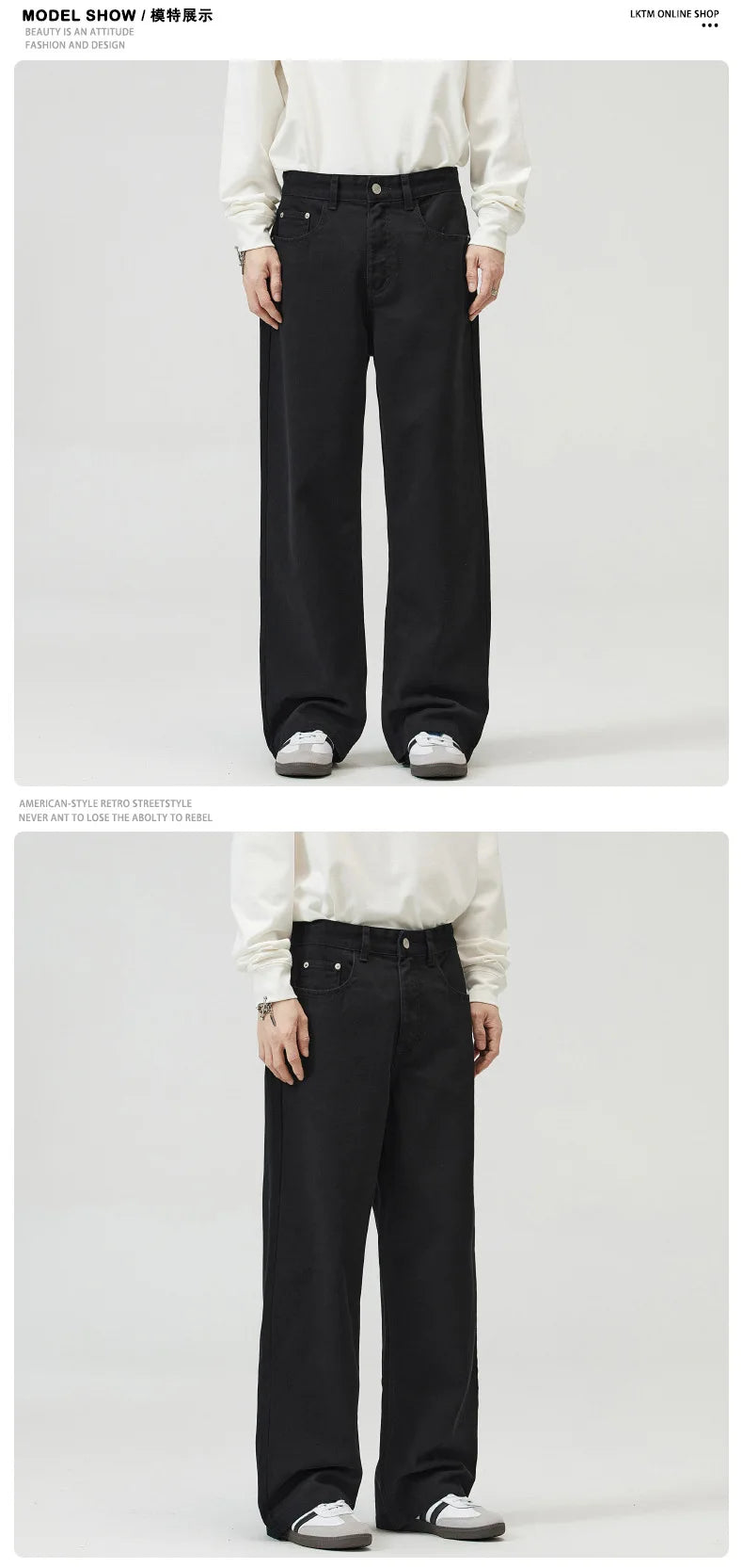 men solid color denim wide leg straight streetwear fashion loose casual jeans pants women y2k jeans trousers unique jeans style 1832