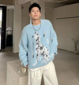 layered flame street knit, photo-ready knit, trendy urban fashion top for men, layered streetwear look