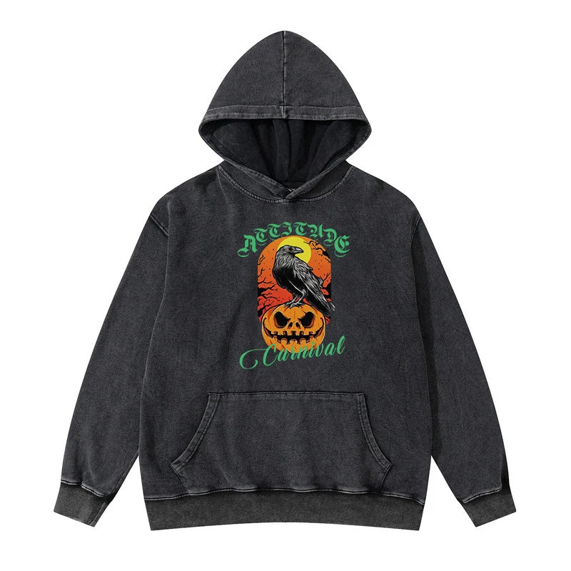 Glitchcore Fashion – Rainbowtouches Washed Hoodie Mens Vintage High Street – Streetwear Fashion for Men & Women