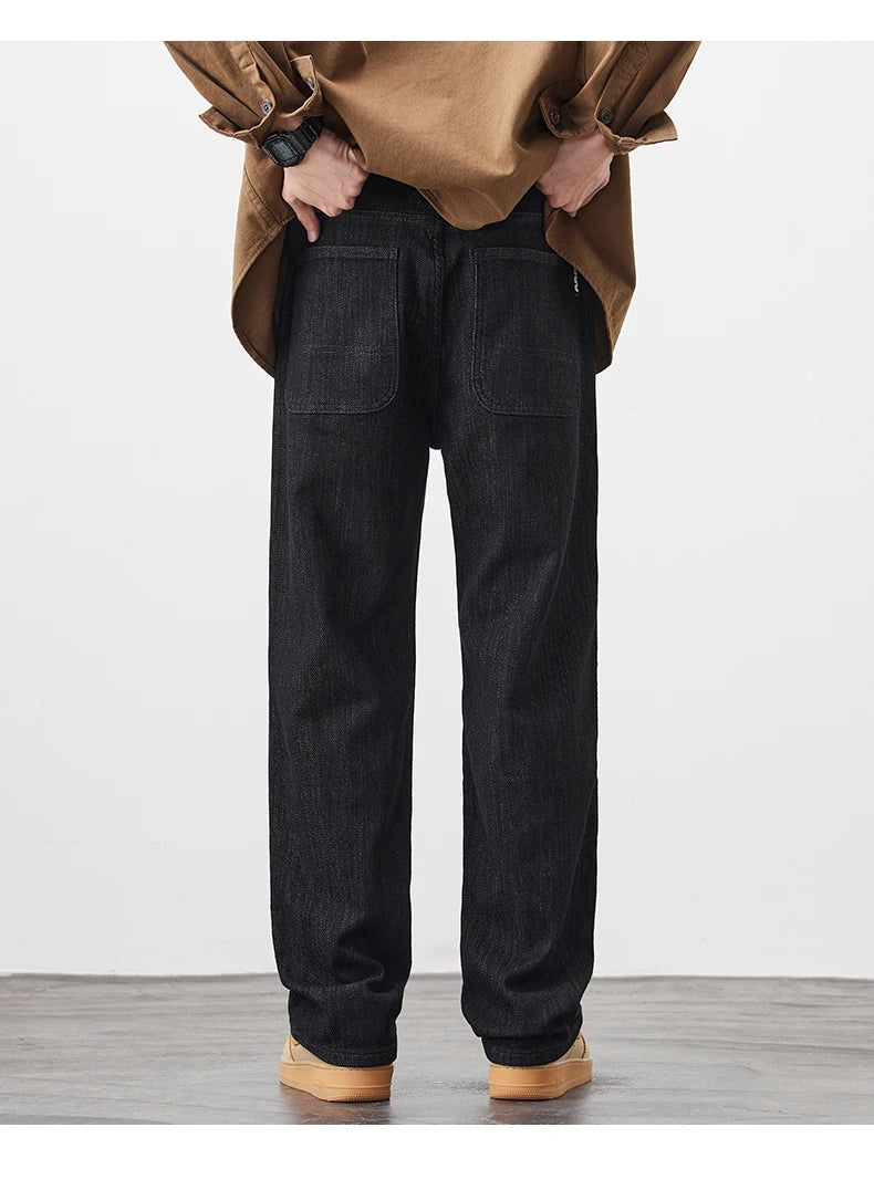 plus size 28 42 micro elastic jeans men classic fashion casual loose straight black denim jeans pant cityboy jeans long trousers unique jeans style 2145