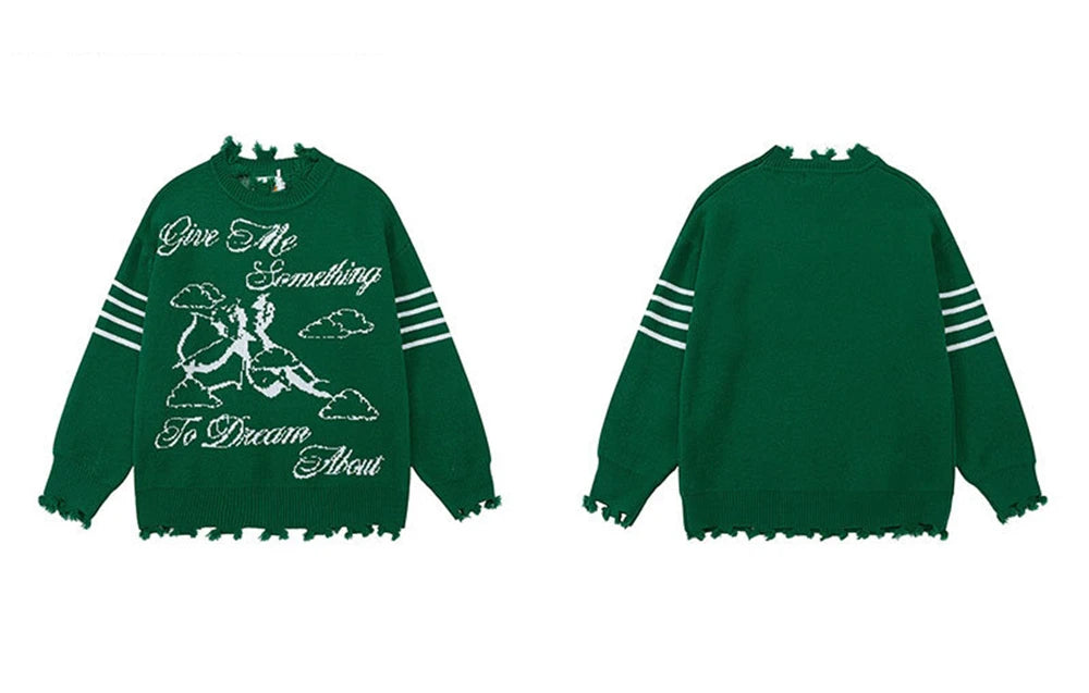 grunge knit sweater with heavyweight fabric, layered urban look for cold weather, street fashion menswear trend for seasonal 