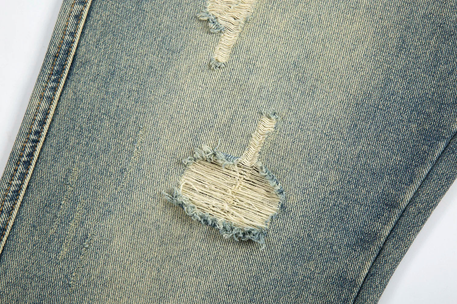 y2k streetwear side zipper buckle baggy pencil jeansfor menwshed hole ripped distressed pantalones hombre loose denim trousers unique jeans style 544