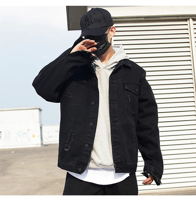 back wing embroidery denim jacket coat mens fashion hip hop harajuku jean coats outerwear casual streetwear jeans baggy jacke - variant style c6589e for streetwear fashion